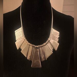 Silver Geometric Statement Necklace